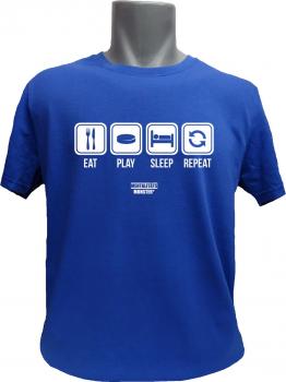 T-Shirt Eishockey Eat Sleep Repeat blau
