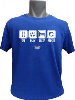 T-Shirt Fussball Eat Sleep Repeat blau