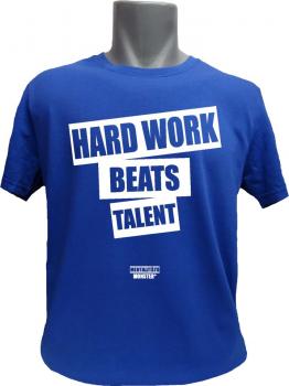 T-Shirt Hard Work Beats Talent blau