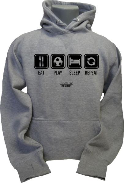 Hoodie Fussball Eat Sleep Repeat hellgrau