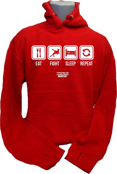 Hoodie Ringen Eat Sleep Repeat rot